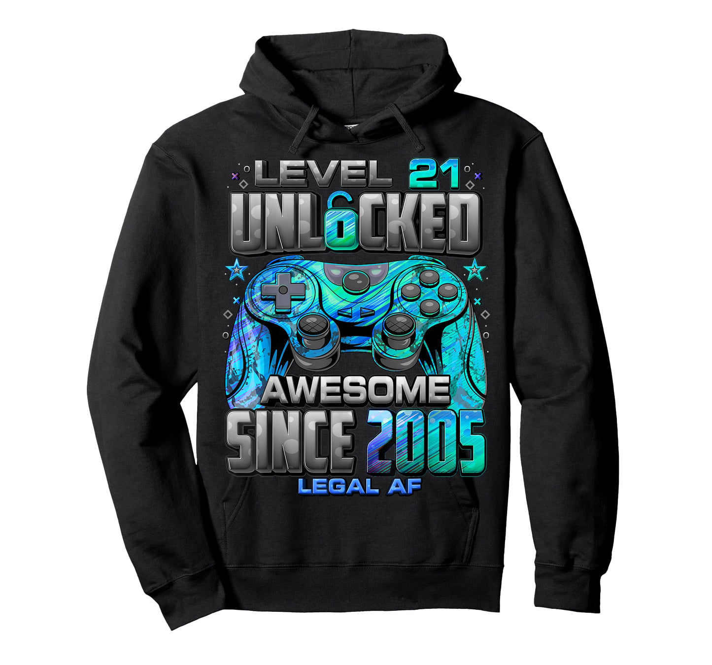 Level 21 Unlocked Awesome Since 2005 21st Birthday Gaming T-Shirt