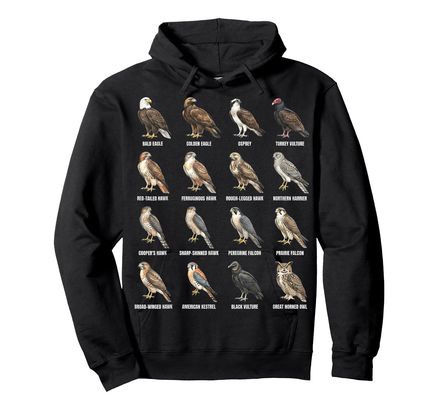 Raptors of North America Birds of Prey Species Chart T-Shirt
