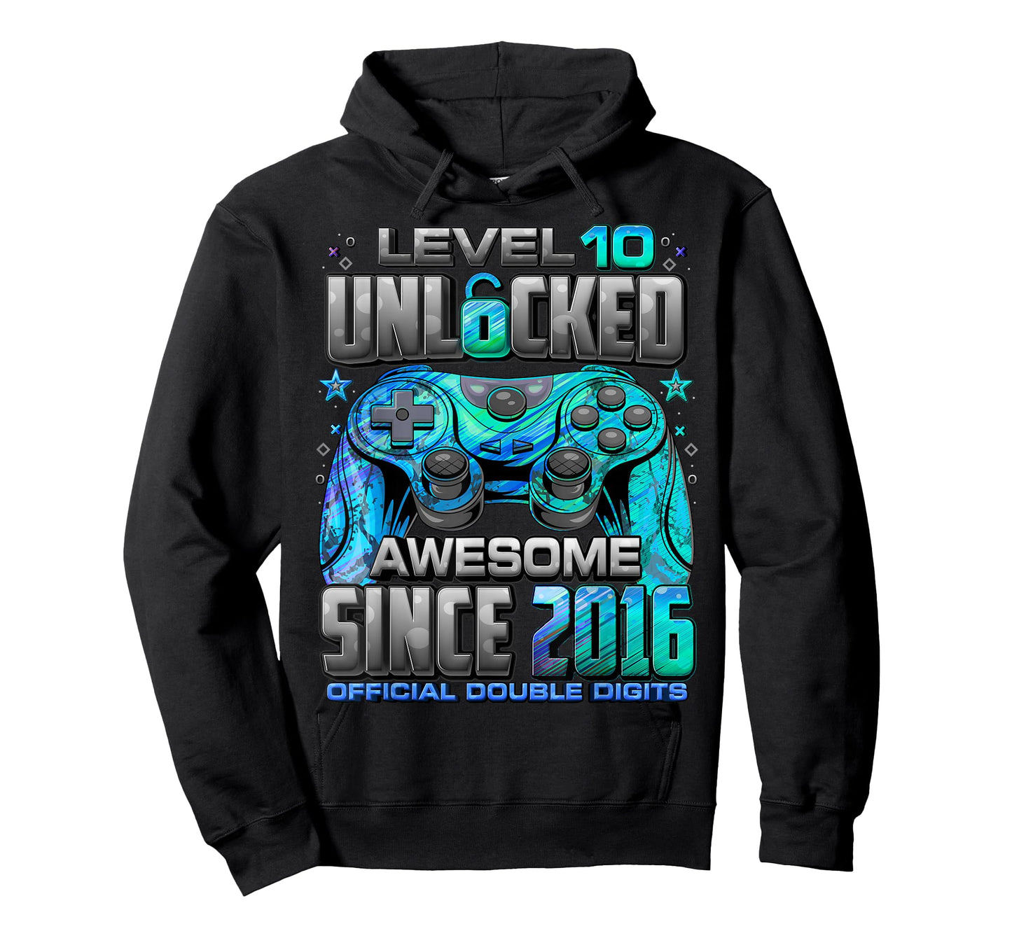 Level 10 Unlocked Awesome Since 2016 10th Birthday Gaming T-Shirt