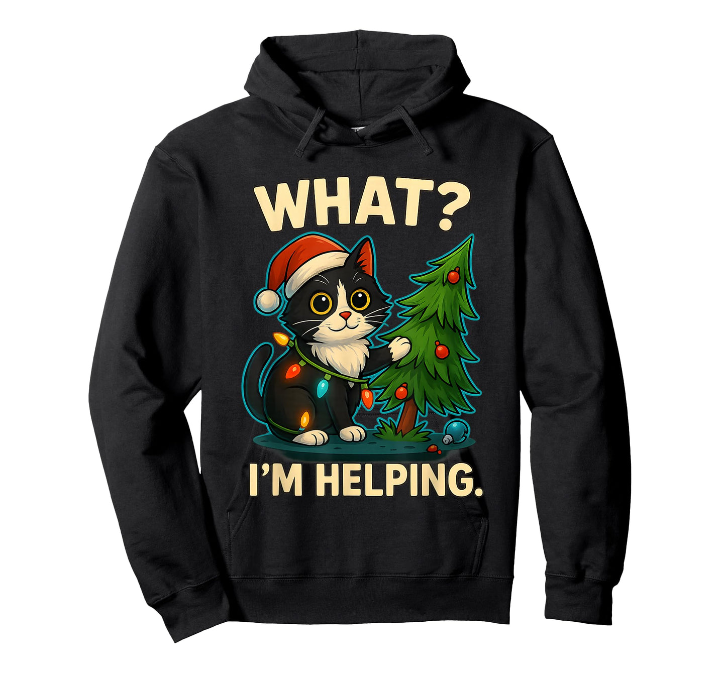 Funny Christmas Cat What I’m Helping Holiday Tuxedo Cats T-Shirt