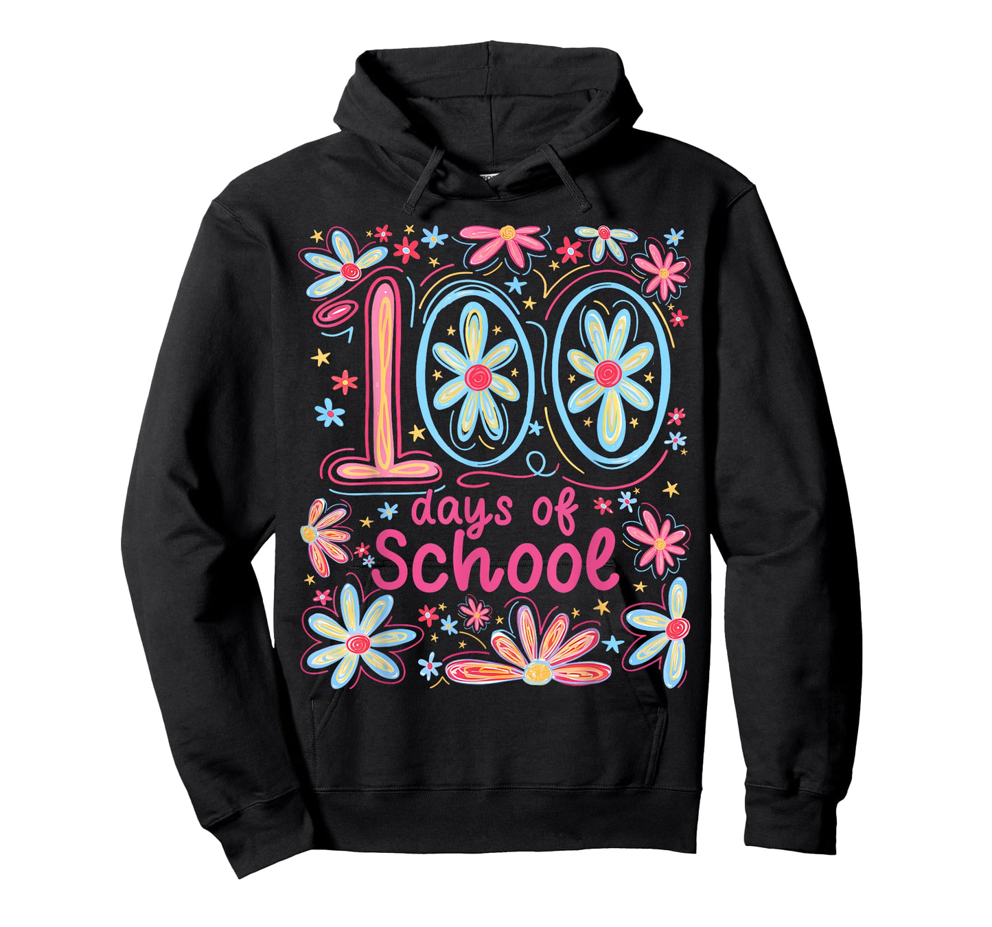 100 Days of School Groovy Flower 100th Day of School Girls T-Shirt