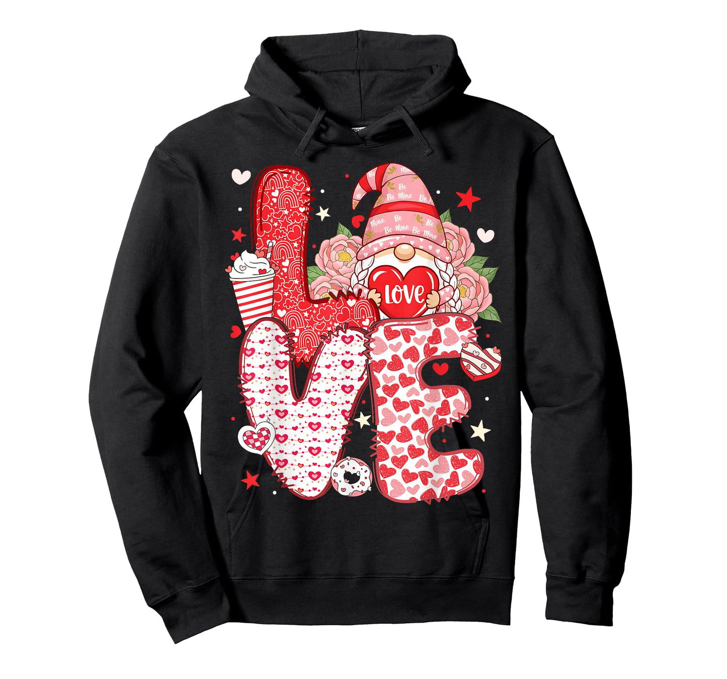Valentine Funny Gnome Love Red Heart Girl Women Kid T-Shirt