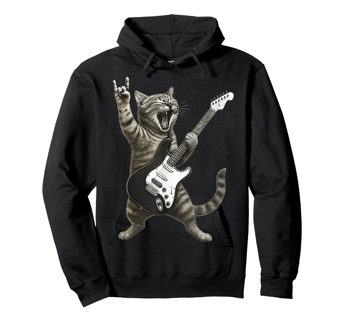 Funny Cat Playing Guitar Rock and Roll Gifts Men Women Kids T-Shirt