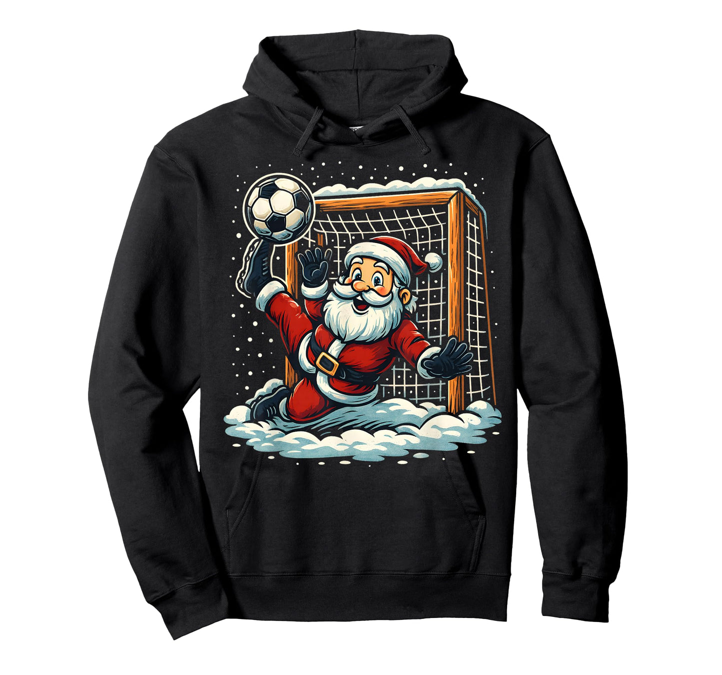 Santa Claus Soccer Goalie Sports Playing Christmas Snow Xmas T-Shirt