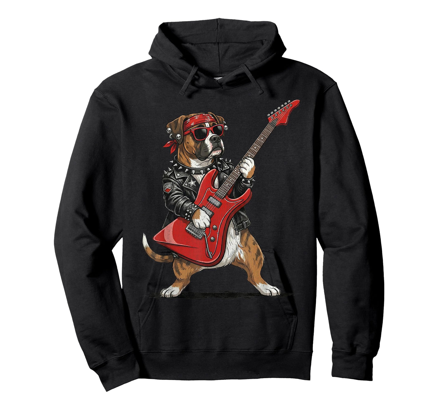 Boxer Dog Rock and Roll Playing Electric Guitar Rockstar T-Shirt