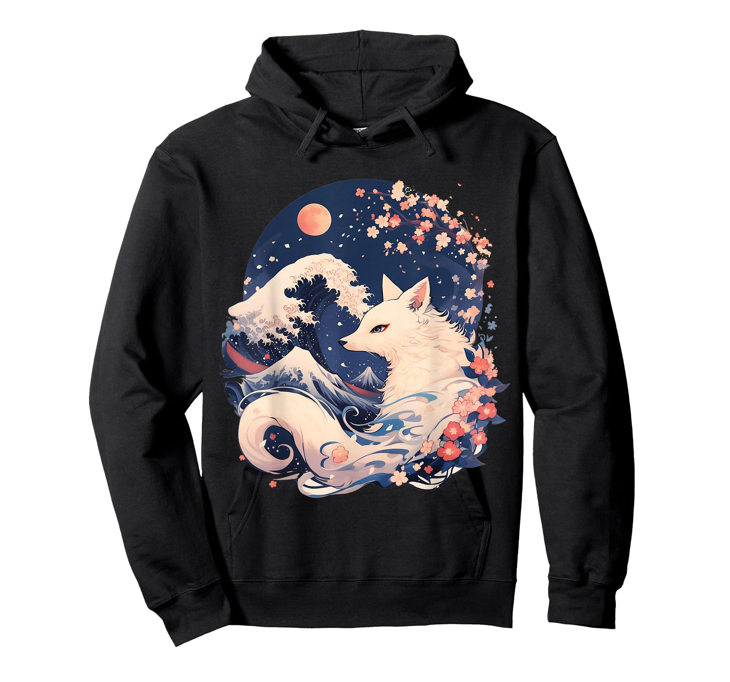 Mystic Kitsune with Cherry Blossoms and Mt. Fuji T-Shirt