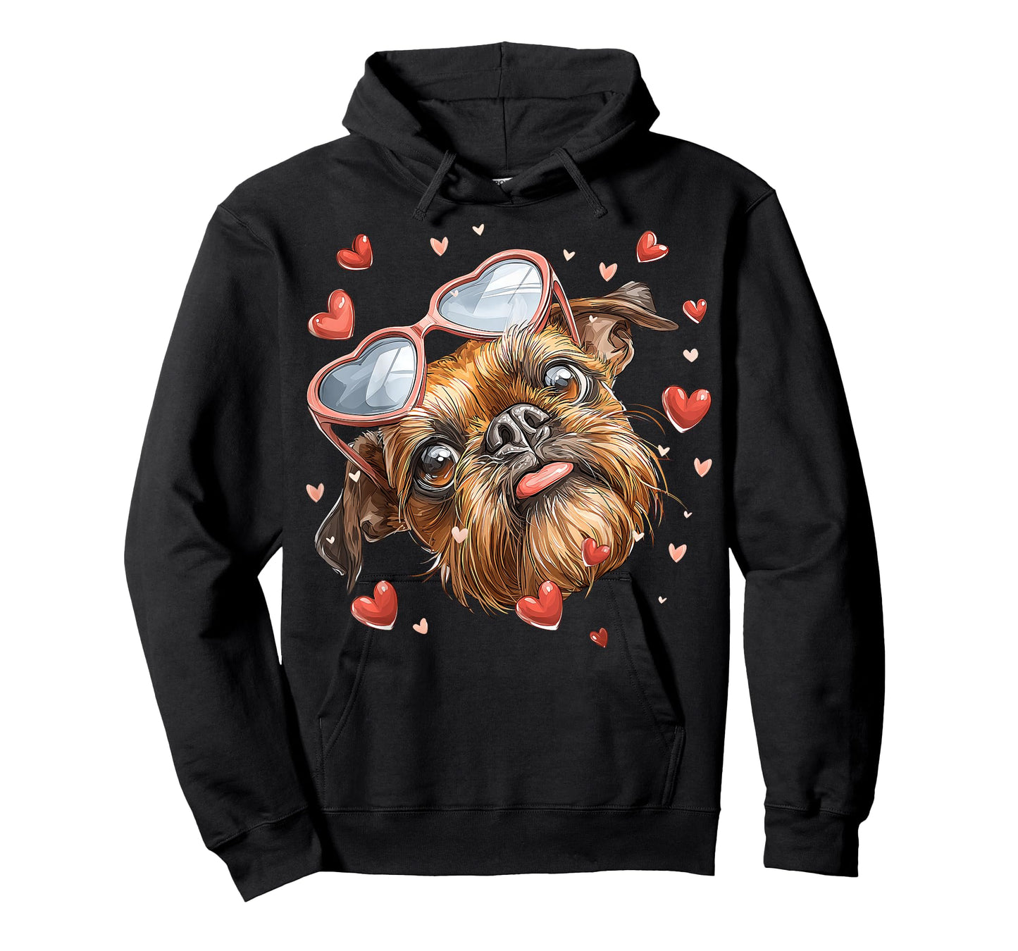Brussels Griffon Dog Valentine's Day Heart Sunglasses T-Shirt