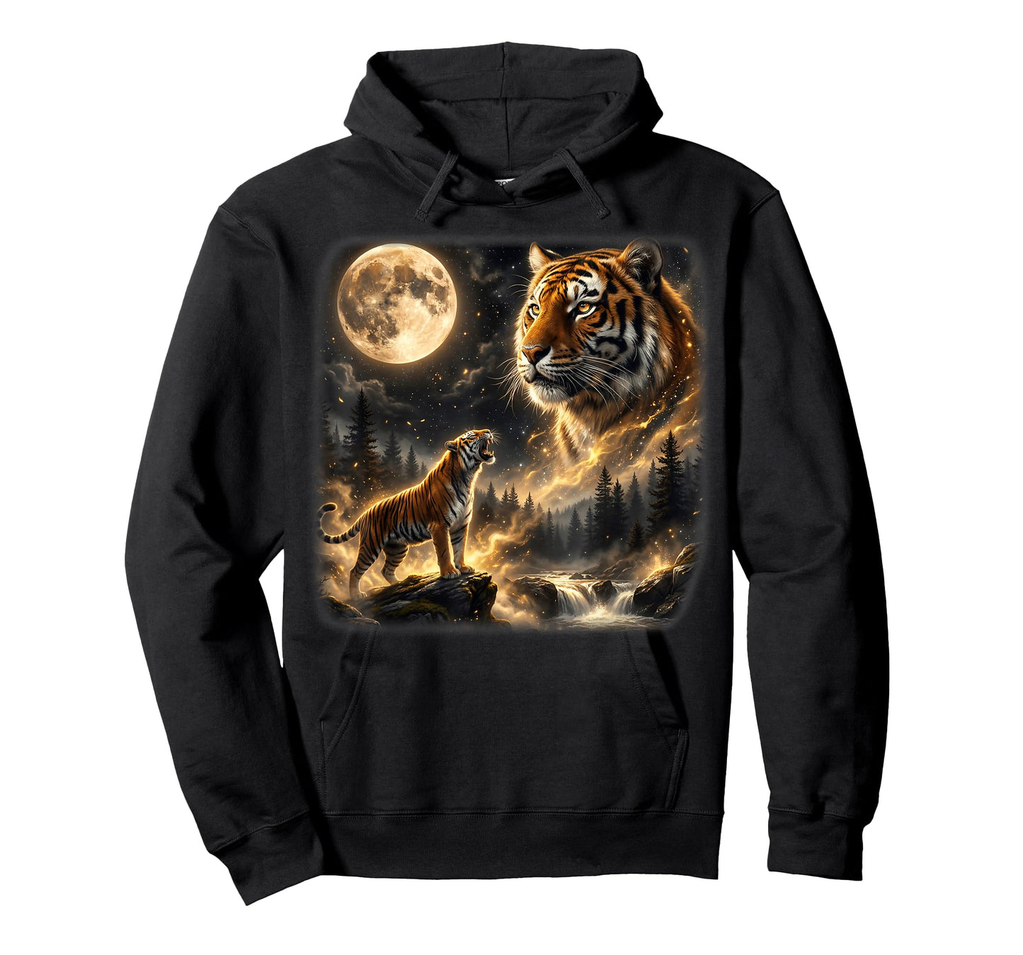 Tiger Howling to The Moon Vintage 90s Retro Cat Animal Lover T-Shirt