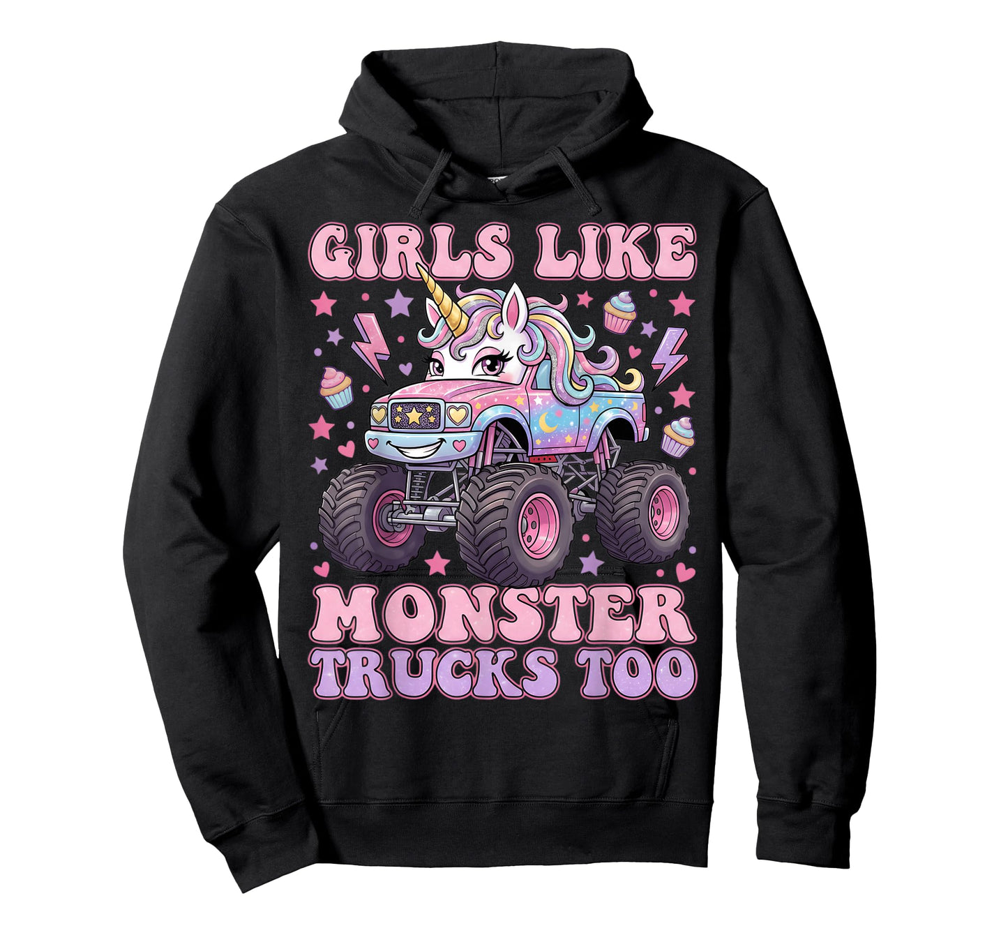 Girls Like Monster Trucks Too Cute Unicorn for Women Girls T-Shirt