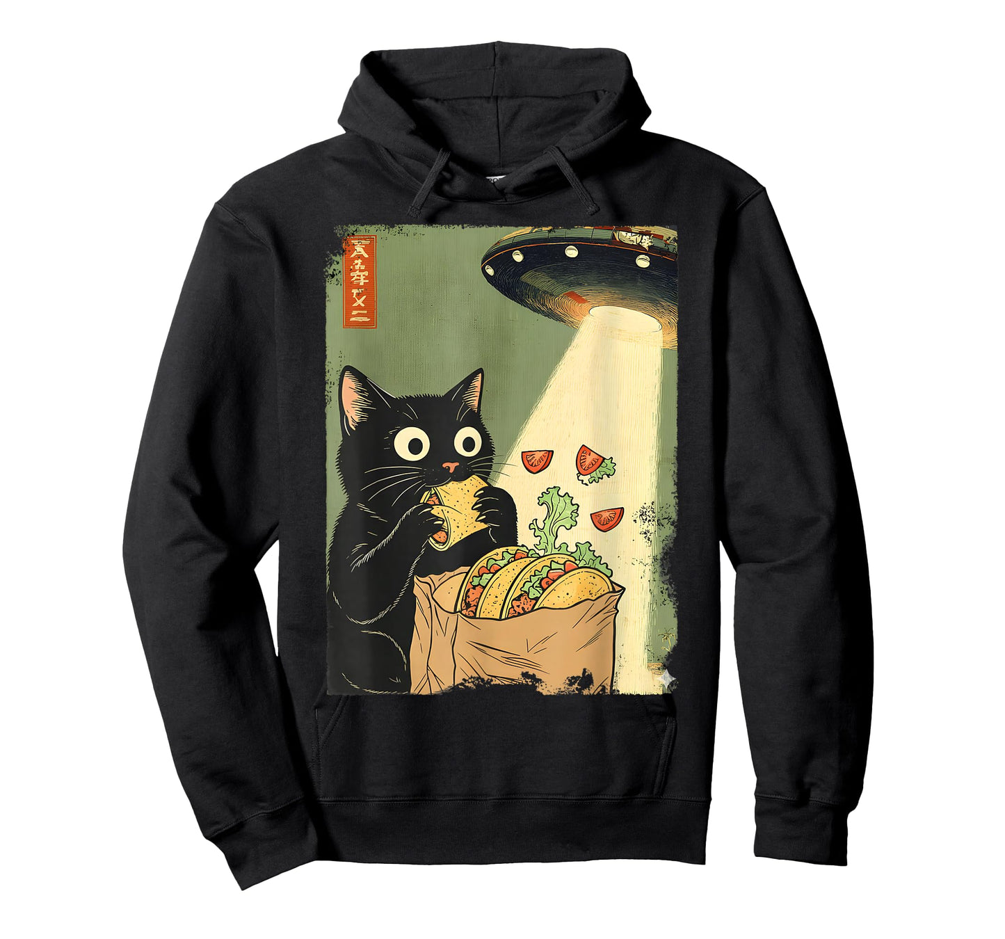 Funny Cat Tacos UFO Japanese Anime for Men Women Teens Kids T-Shirt