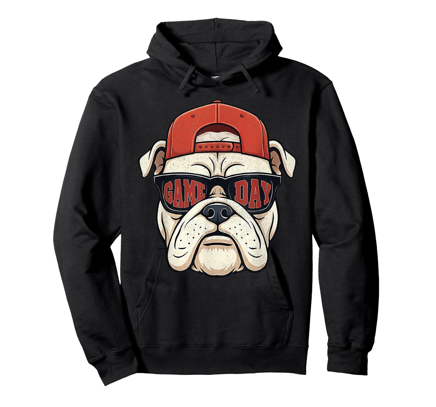 Bulldog Animal Graphic with Cap and Sunglasses T-Shirt