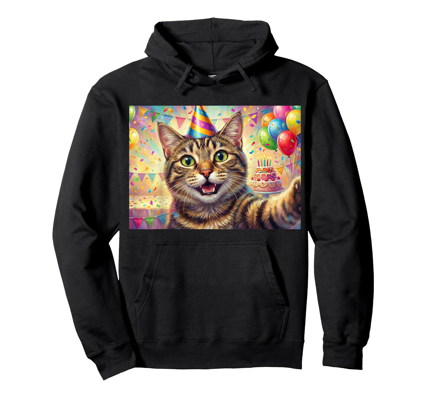 Cat Birthday Party Selfie Men Women Kids T-Shirt