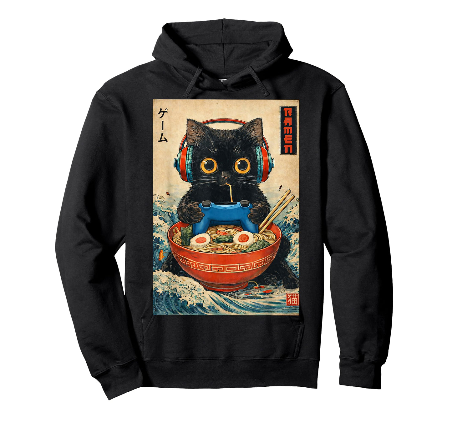 Cat Ramen Japanese Funny Graphic Tees Kawaii Cat Anime Gifts T-Shirt