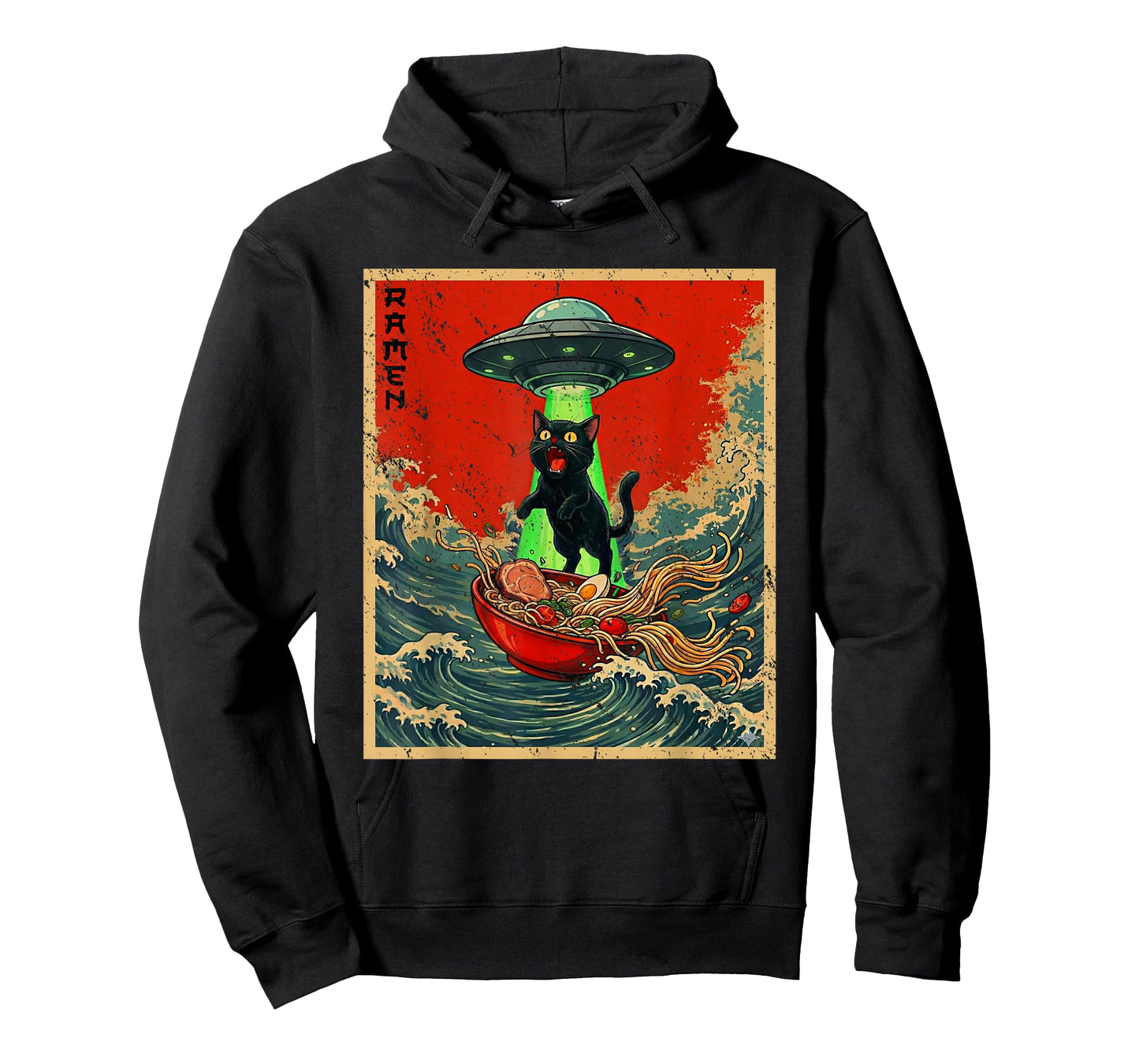 Cat Ramen UFO Japanese Anime Graphic Tees Men Women Teens T-Shirt