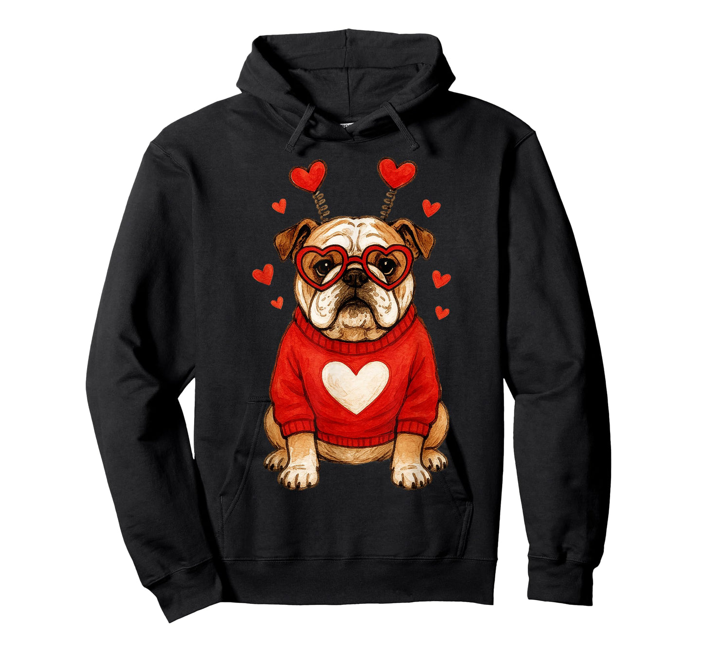English Bulldog Dog Valentines Day Hearts Dog in Sweater Mom T-Shirt