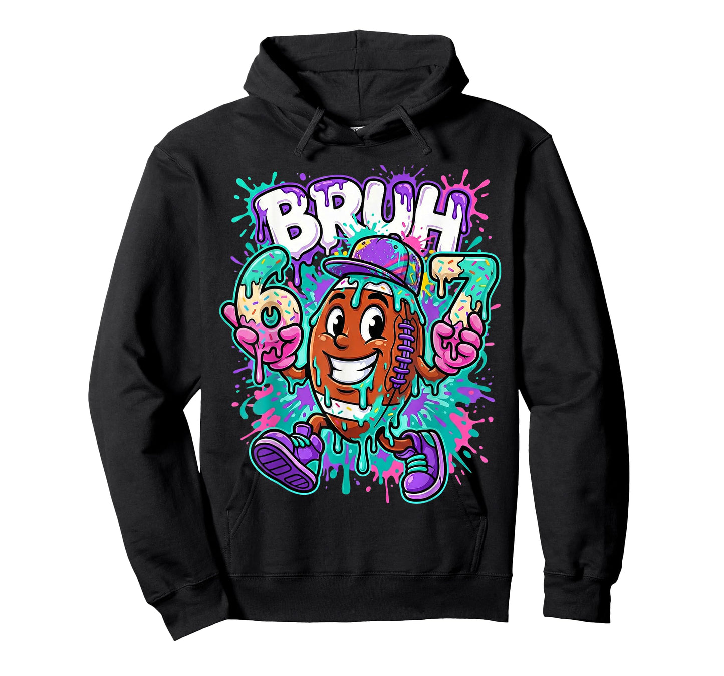 Bruh 67 Football Dripping Ice Cream Drip American Football T-Shirt