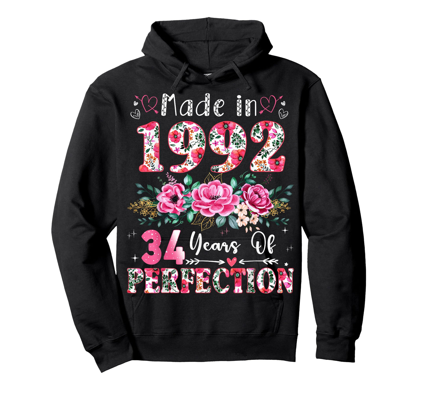 34 Year Old Made in 1992 Floral 34th Birthday Women T-Shirt