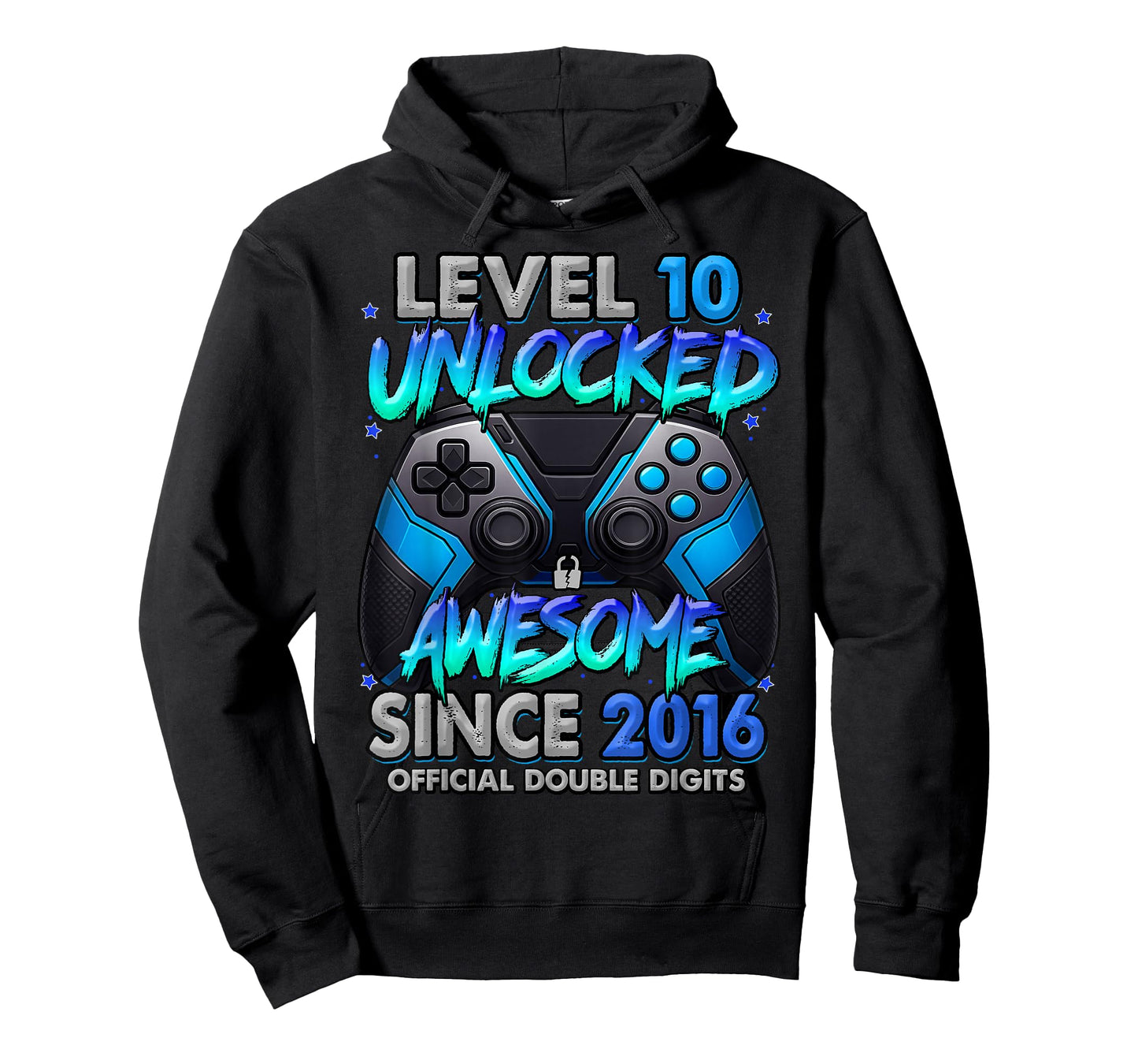 Level 10 Unlocked Awesome Since 2016 10th Birthday Gaming T-Shirt