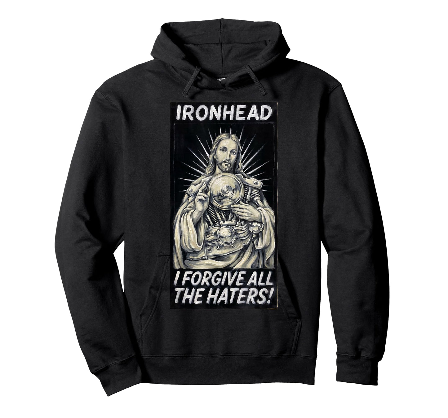 Ironhead Engine Jesus Christ Motorcycle I Forgive The Haters T-Shirt