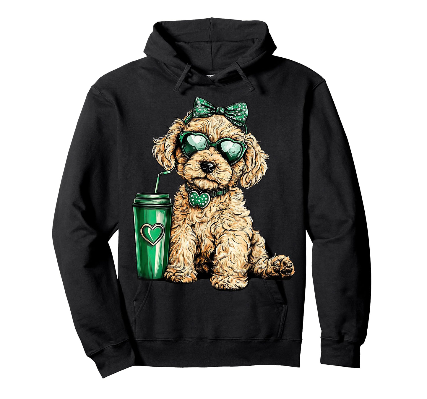 St Patricks Day Golden Doodle Sunglasses Coffee Irish Dog T-Shirt