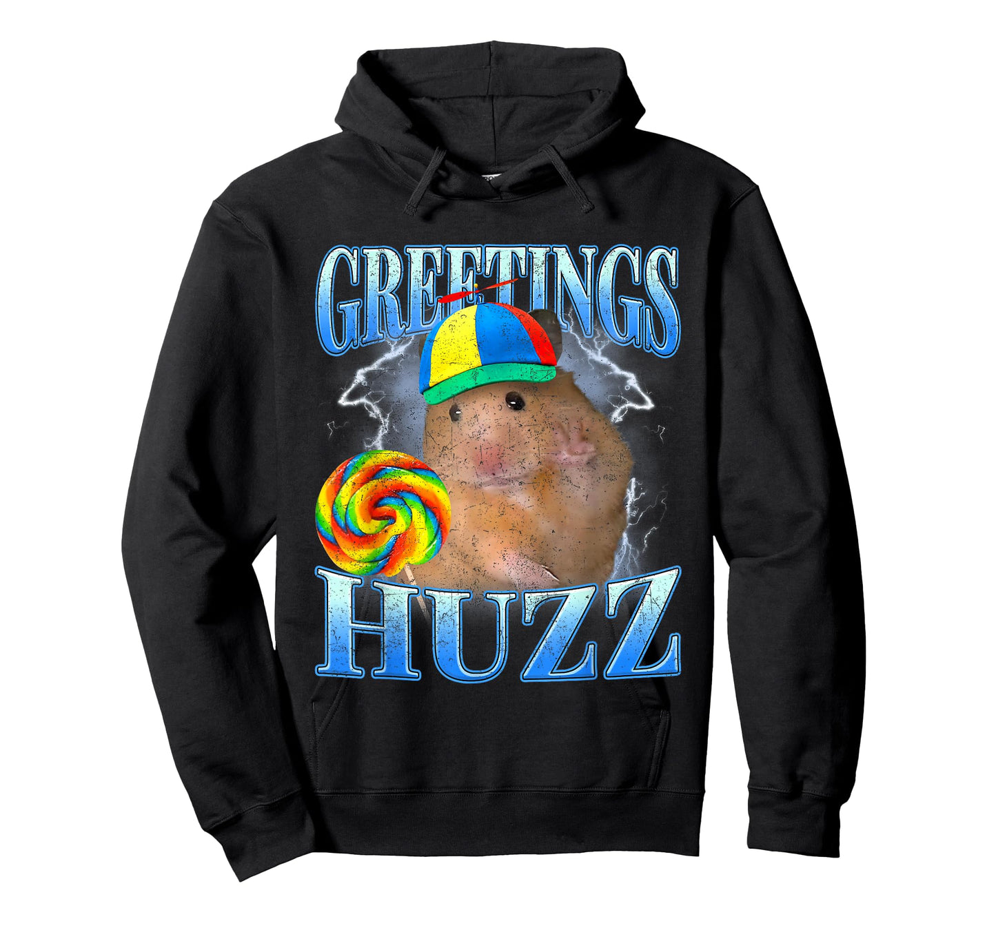 Retro Lollipop Hamster Meme Greetings Huzz Funny Gen Z Alpha T-Shirt
