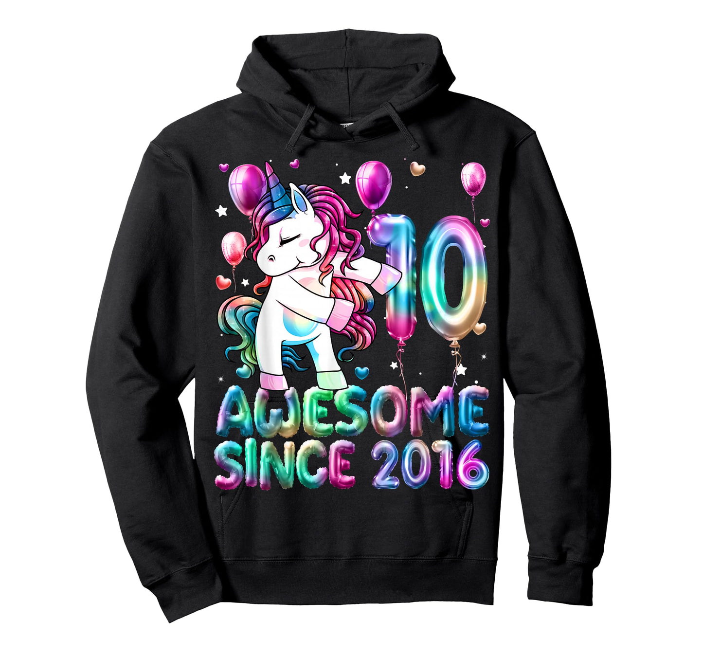 10 Year Old Awesome Since 2016 Unicorn 10th Birthday Girl T-Shirt