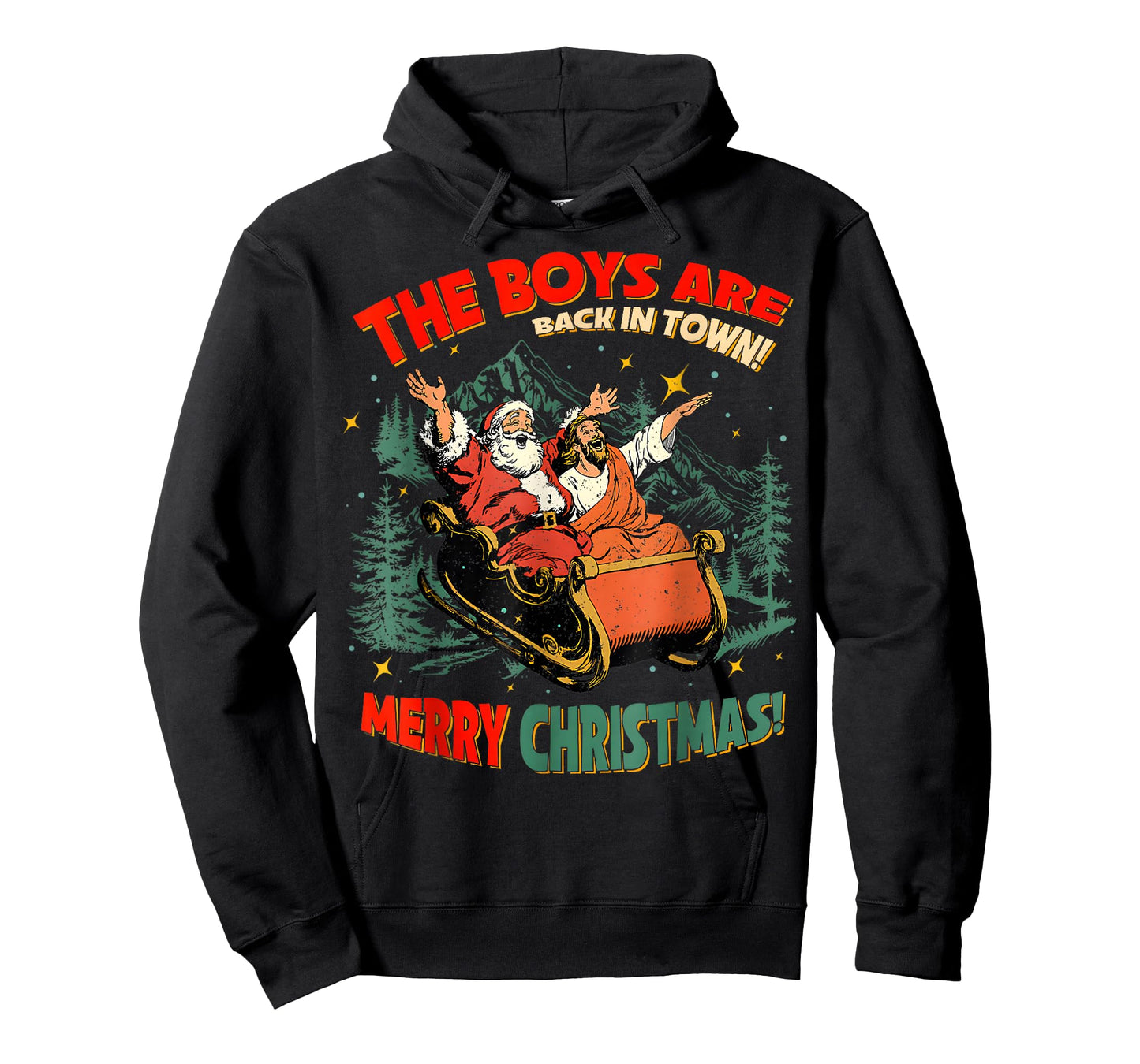 Funny Jesus Santa The Boys are Back in Town Merry Christmas T-Shirt