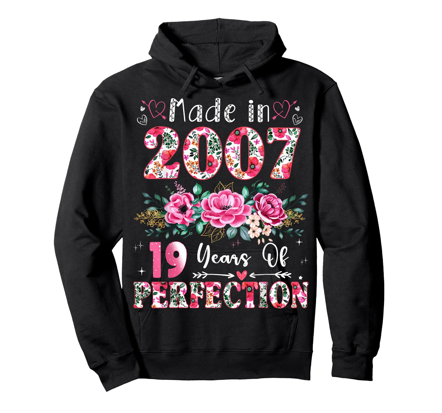 19 Year Old Made in 2007 Floral 19th Birthday Women T-Shirt