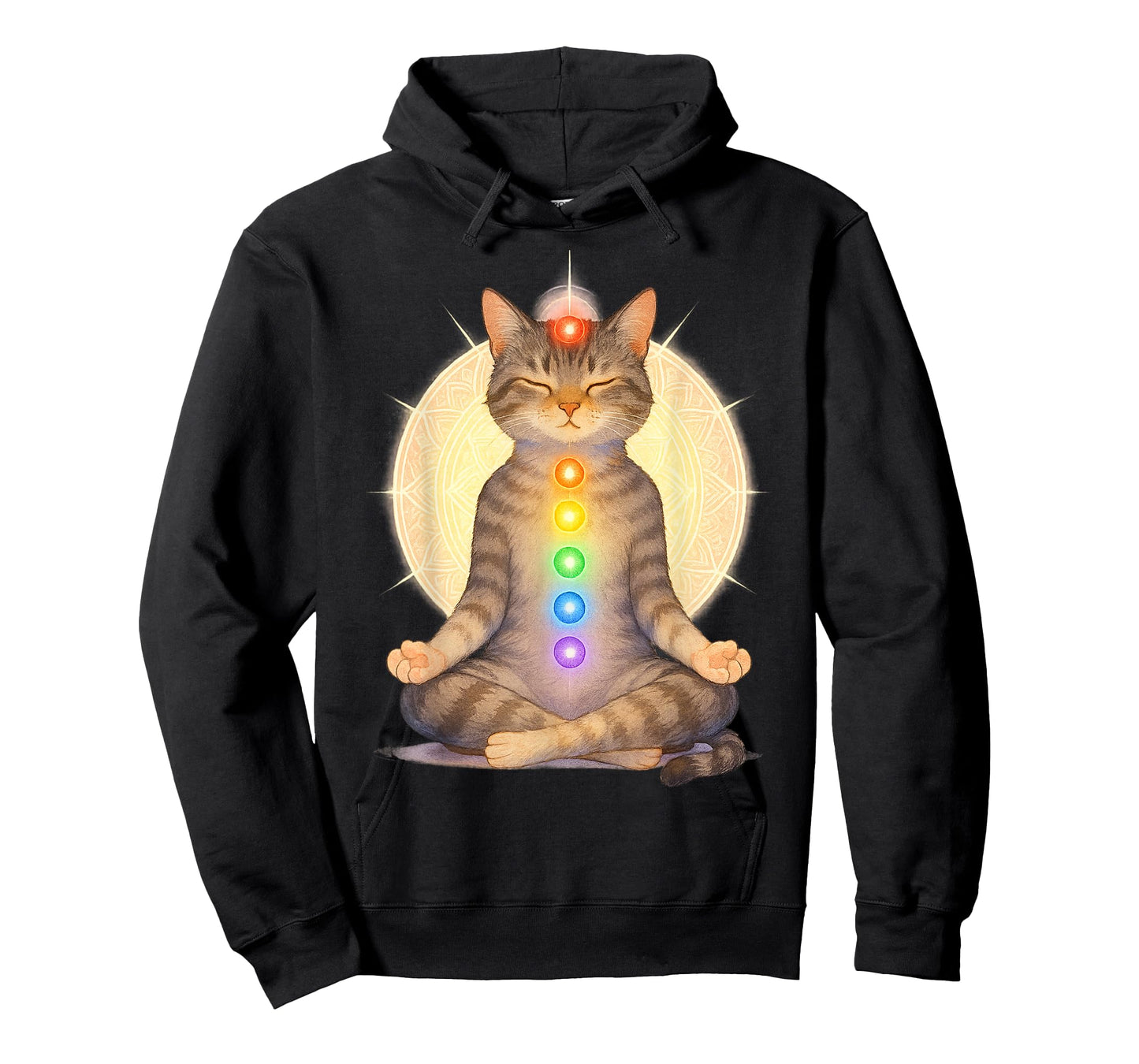 Meditating Chakra Cat Yoga Spiritual Cat Lovers Mandala T-Shirt