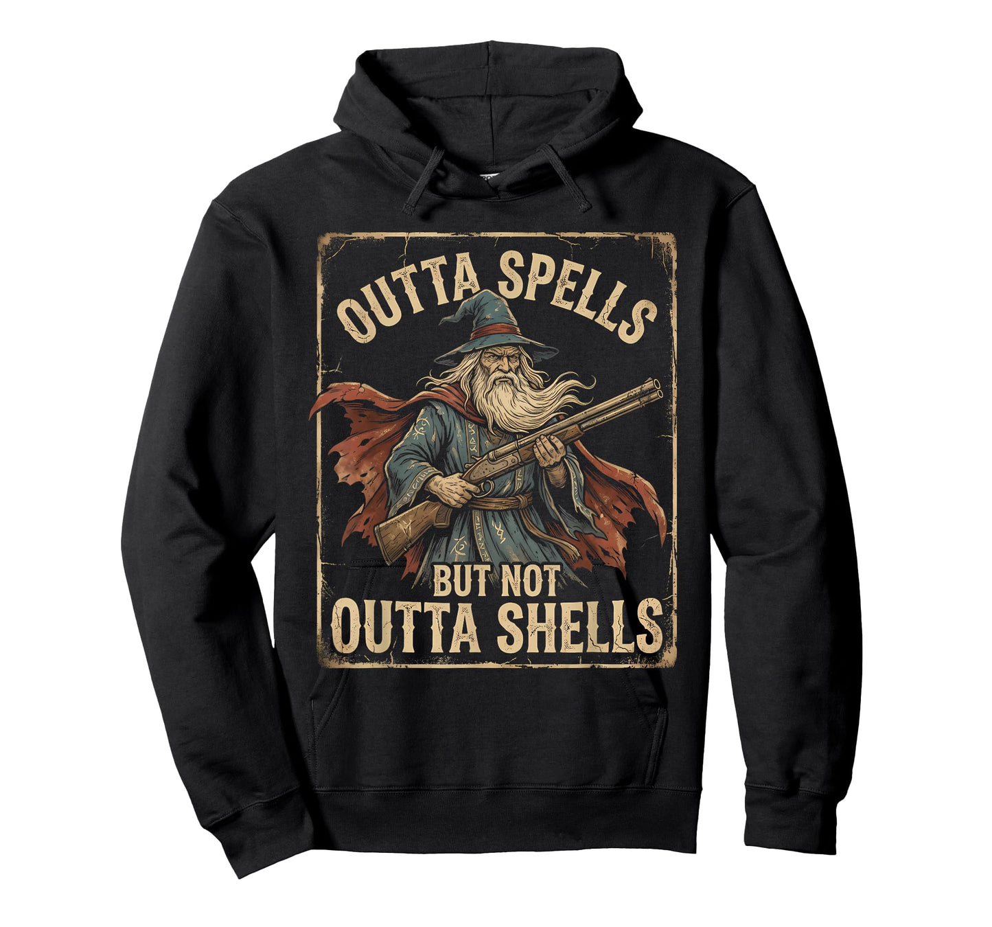 Outta Spells But Not Outta Shells Vintage Wizard T-Shirt