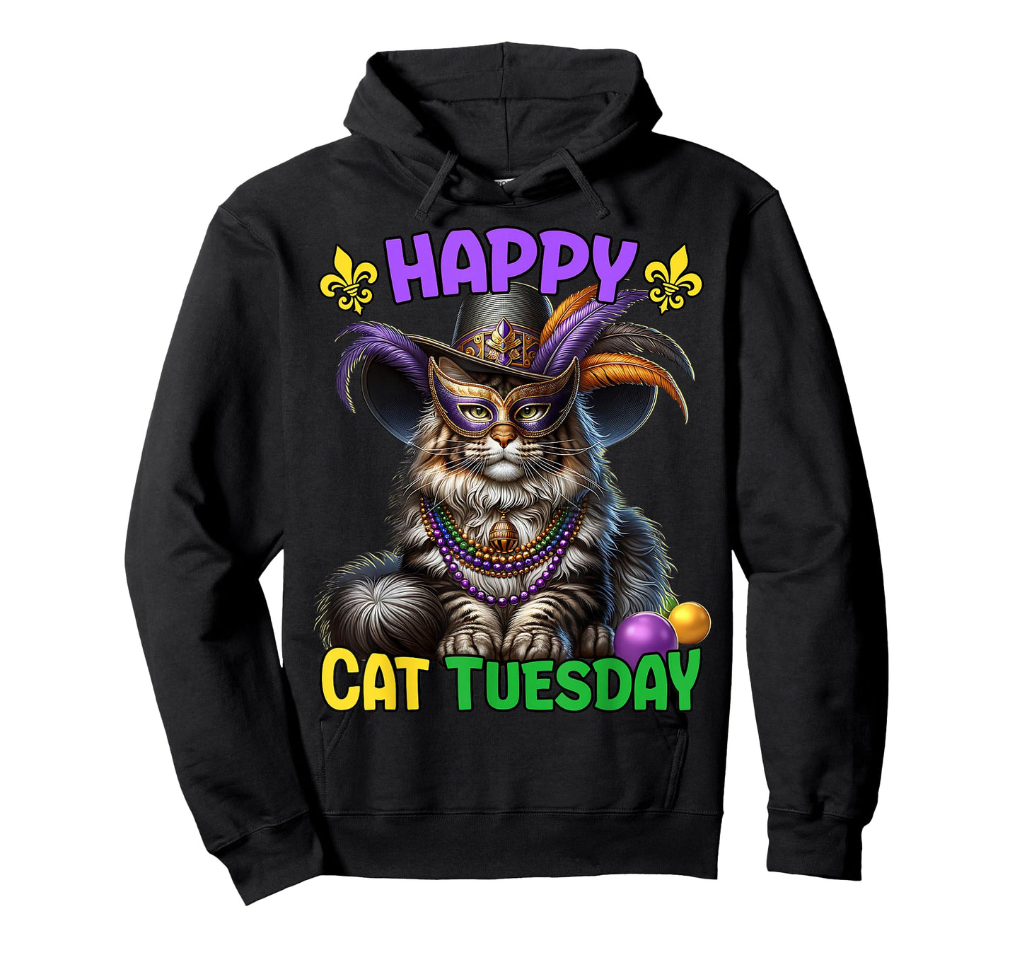 Mardi Gras Maine Coon Cat Tuesday Mardi Gras T-Shirt