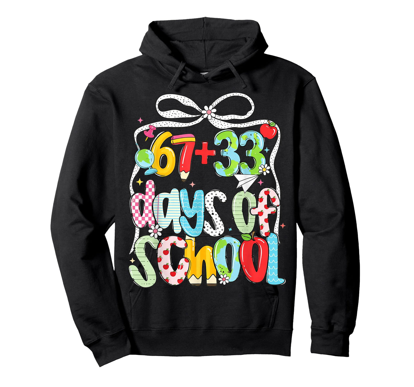 Preppy 67+33 Days of School Bow 100 Days Classroom T-Shirt