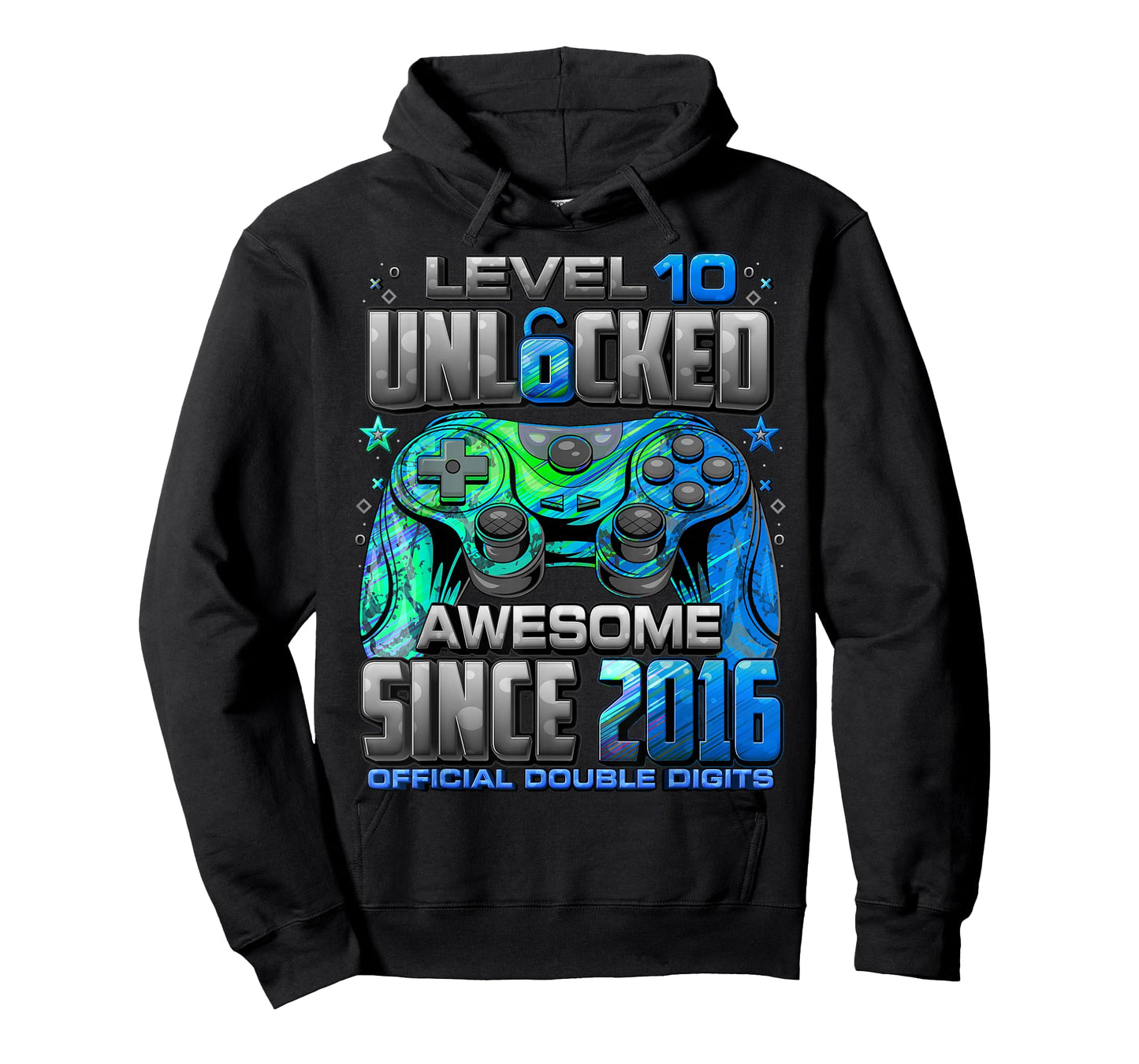 Level 10 Unlocked Awesome Since 2016 10th Birthday Gaming T-Shirt