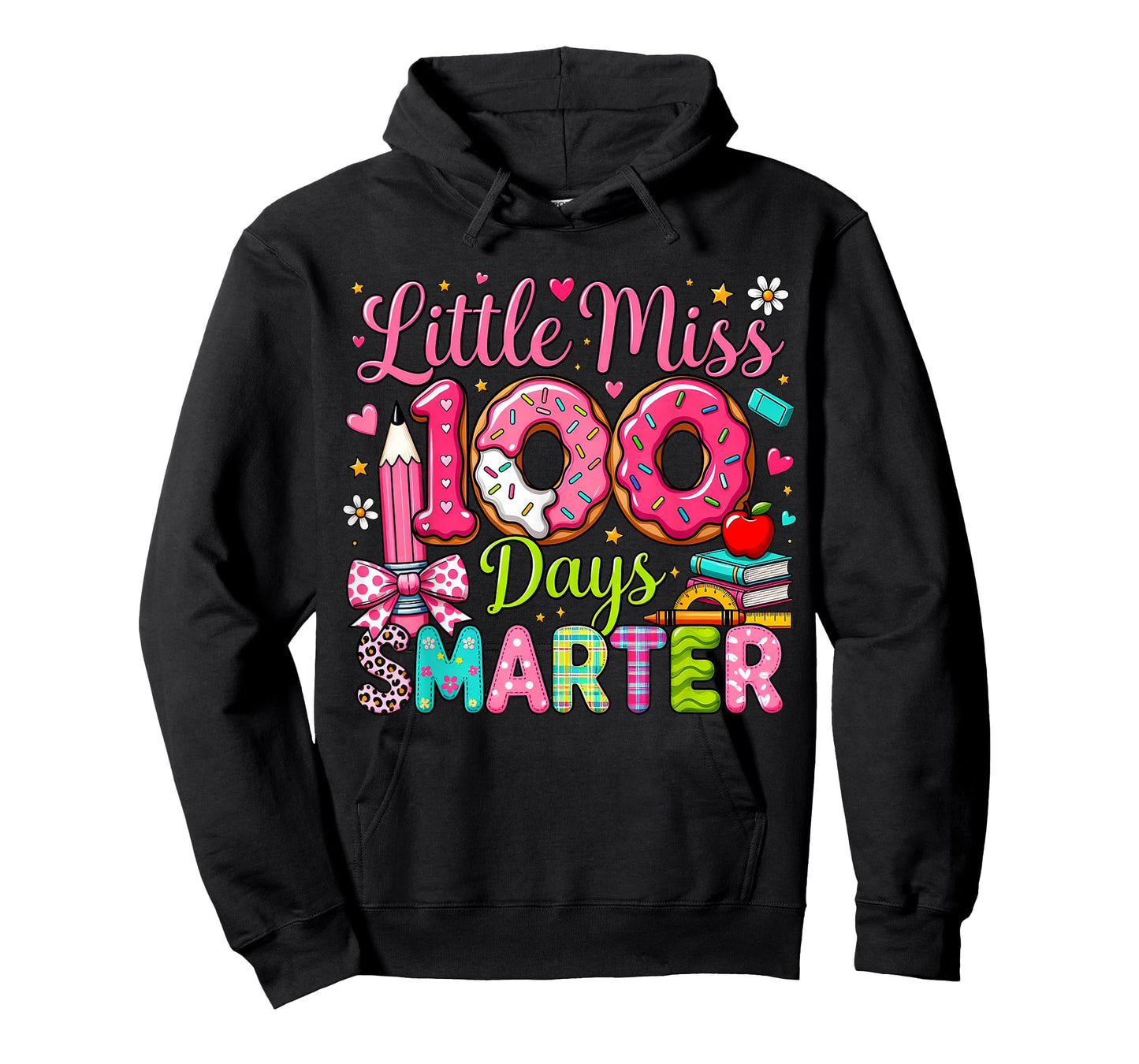 Little Miss 100 Days Smarter Girls Happy 100 Days of School T-Shirt
