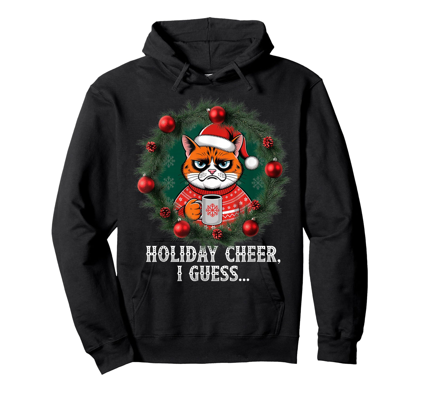 Funny Christmas Cat Sarcastic Humor Holiday Cheer Cats Santa T-Shirt