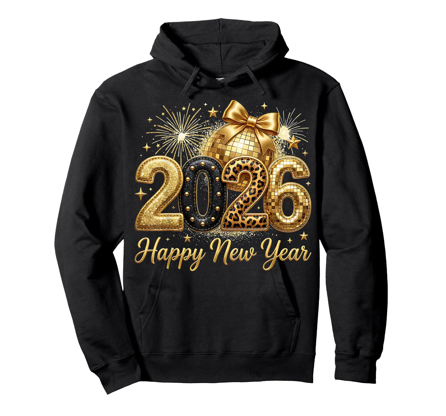 Happy New Year Party 2026 Disco Ball Bow Matching Men Women T-Shirt