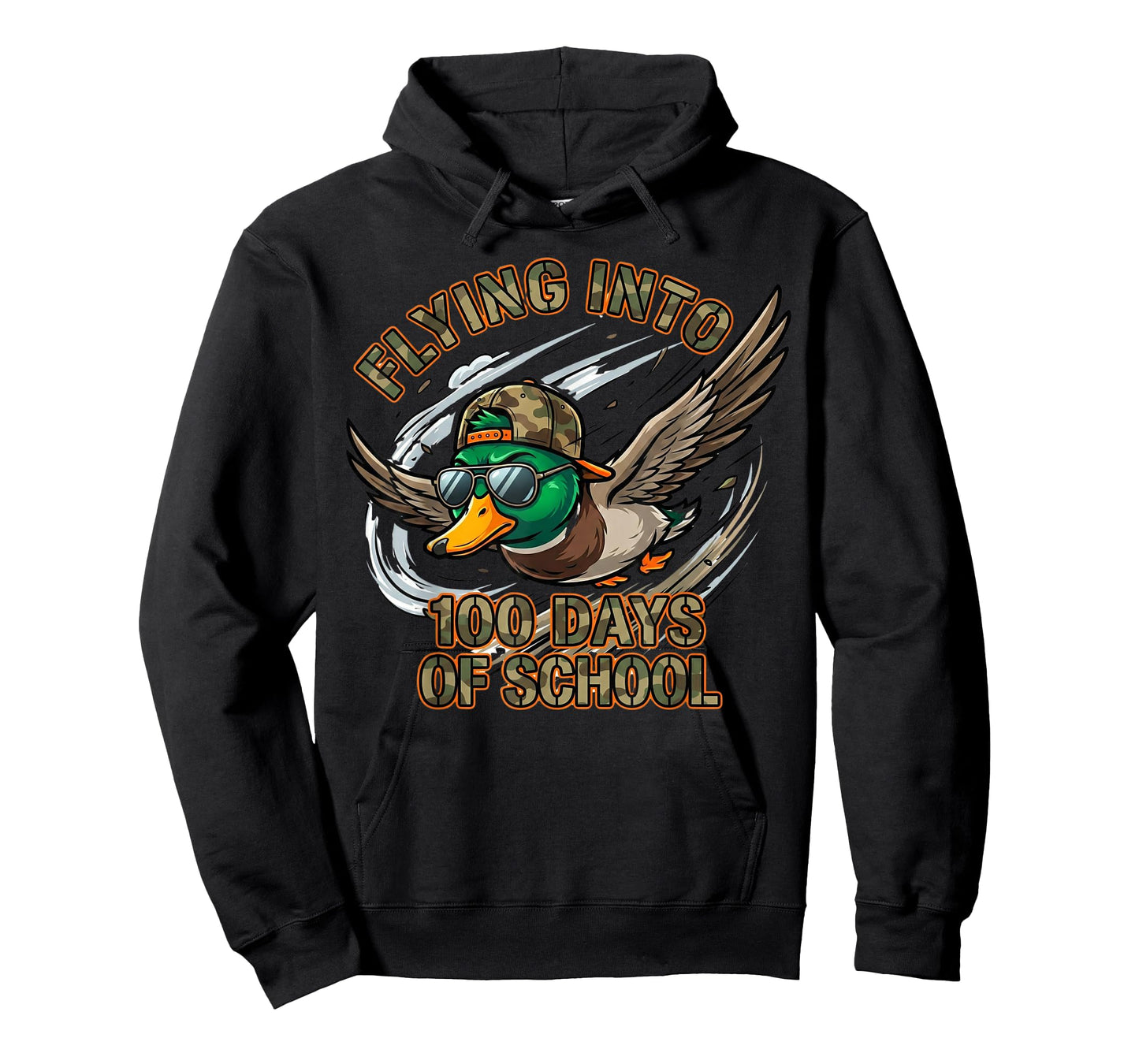 Flying Into 100 Days of School Camo Duck Hunting Boys T-Shirt