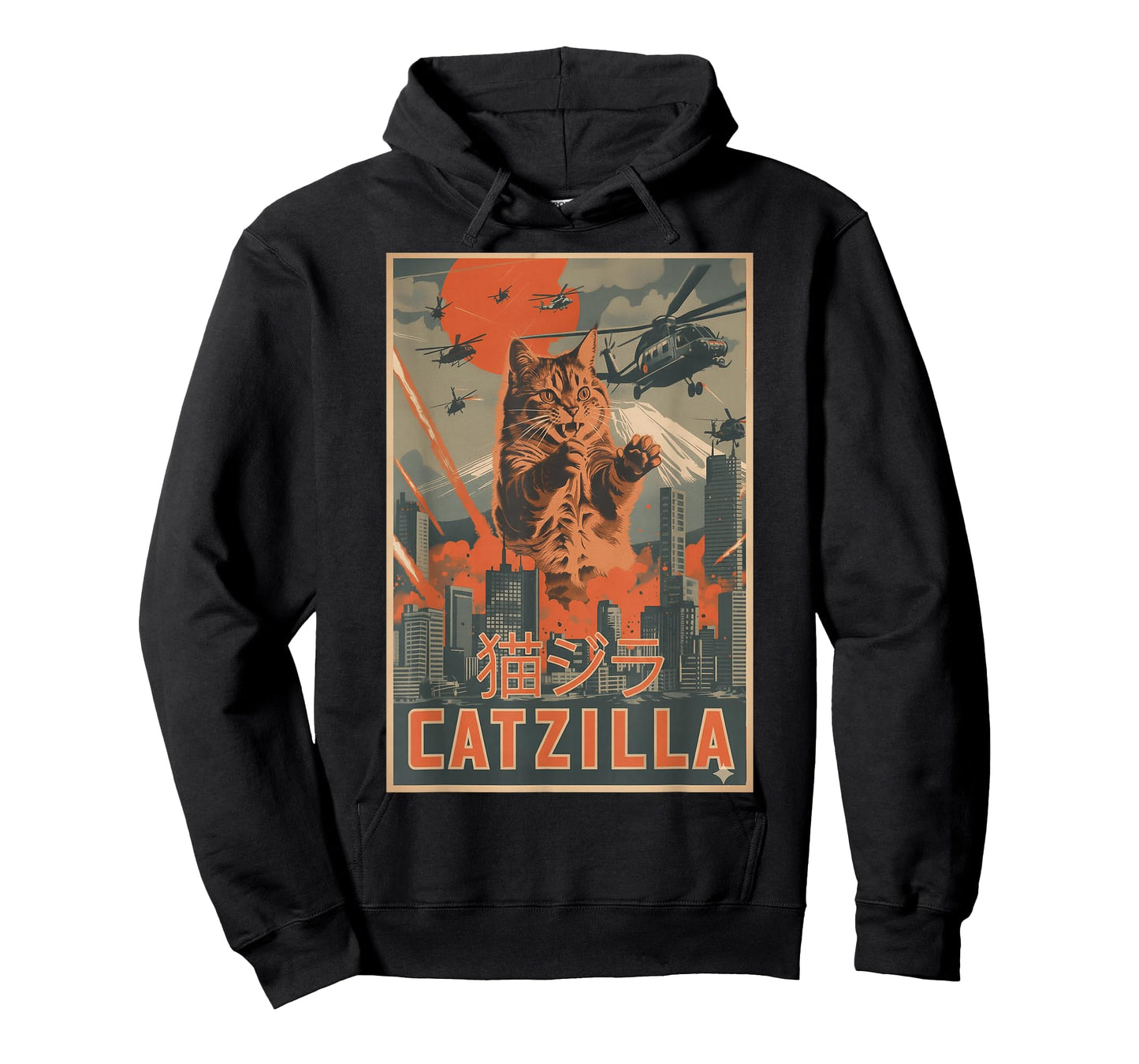 Catzilla Cat Japanese Art Funny Cat Gifts for Men Women Kids T-Shirt