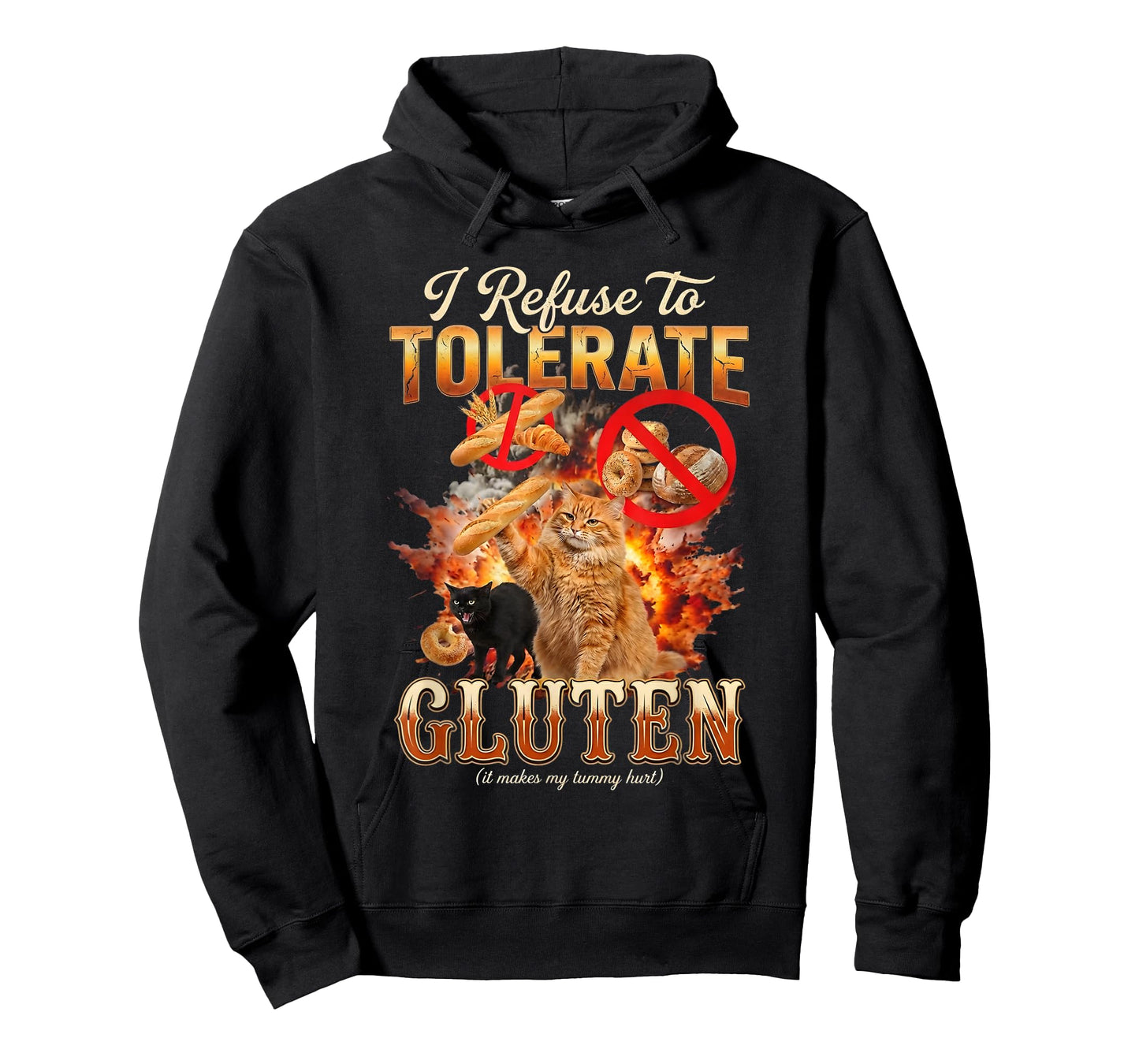 Cat I Refuse to Tolerate Gluten Funny Meme Humor Cat Lover T-Shirt