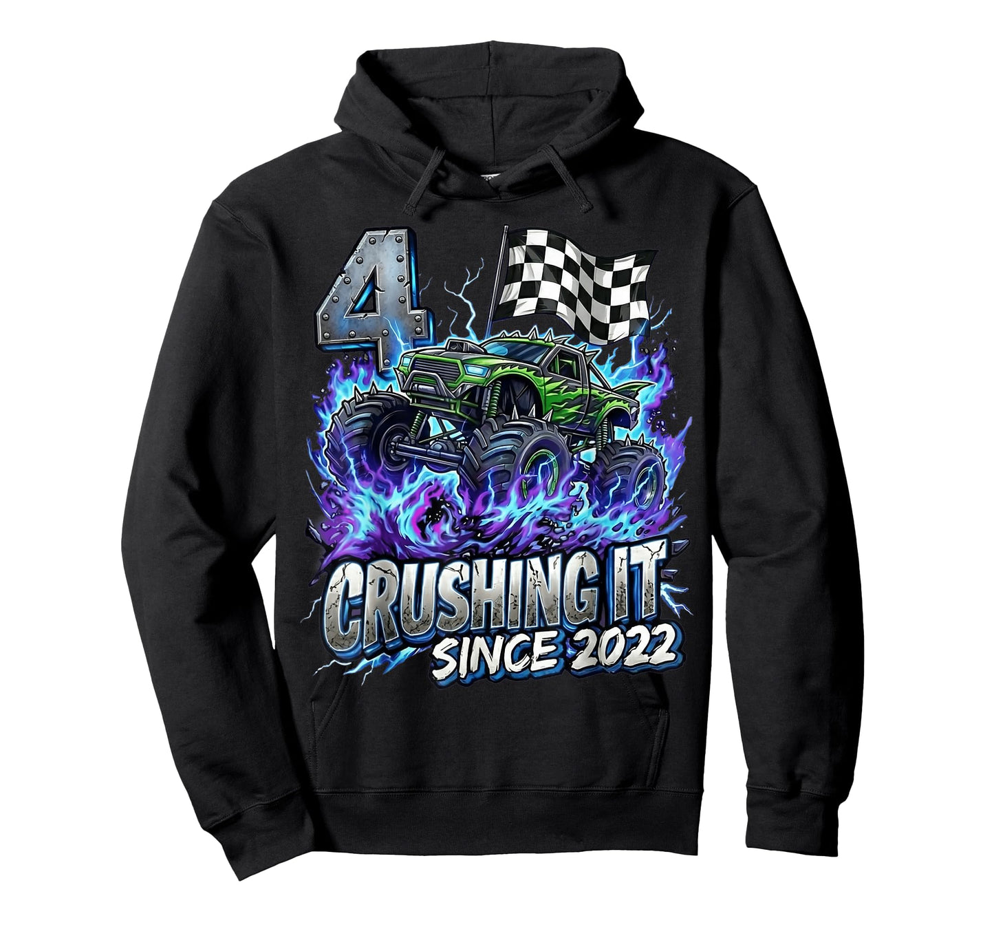 4th Birthday Monster Truck 4 Years Old Boys Kids Born 2022 T-Shirt
