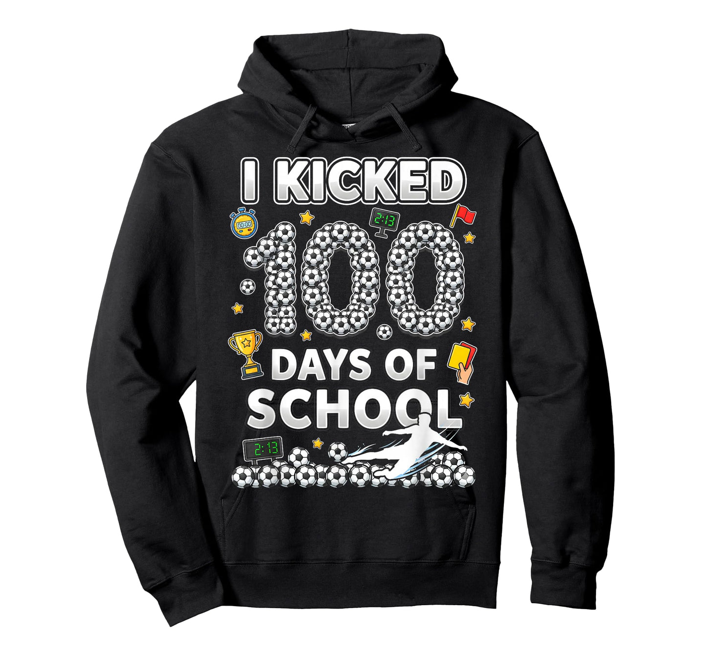 I Kicked100 Days of School Soccer Ice Cram Drip 100th Boys T-Shirt