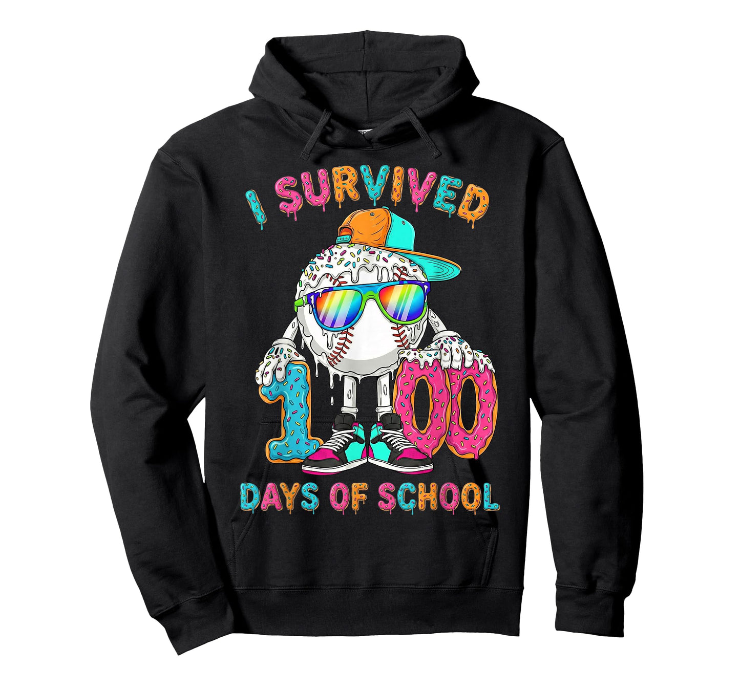 I Survived 100 Days of School Baseball 6 7 Ice Cream T-Shirt