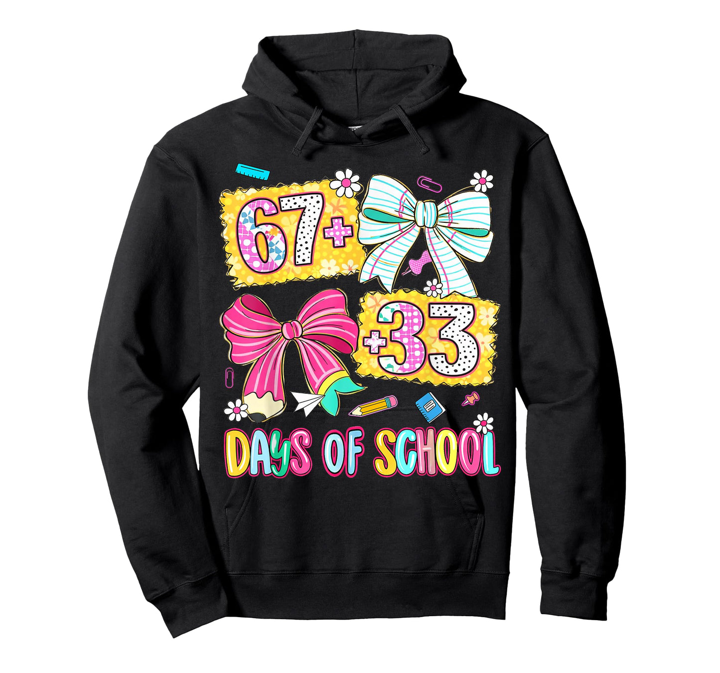 67+33 Days of School Coquette Bow 100 Days Teachers T-Shirt