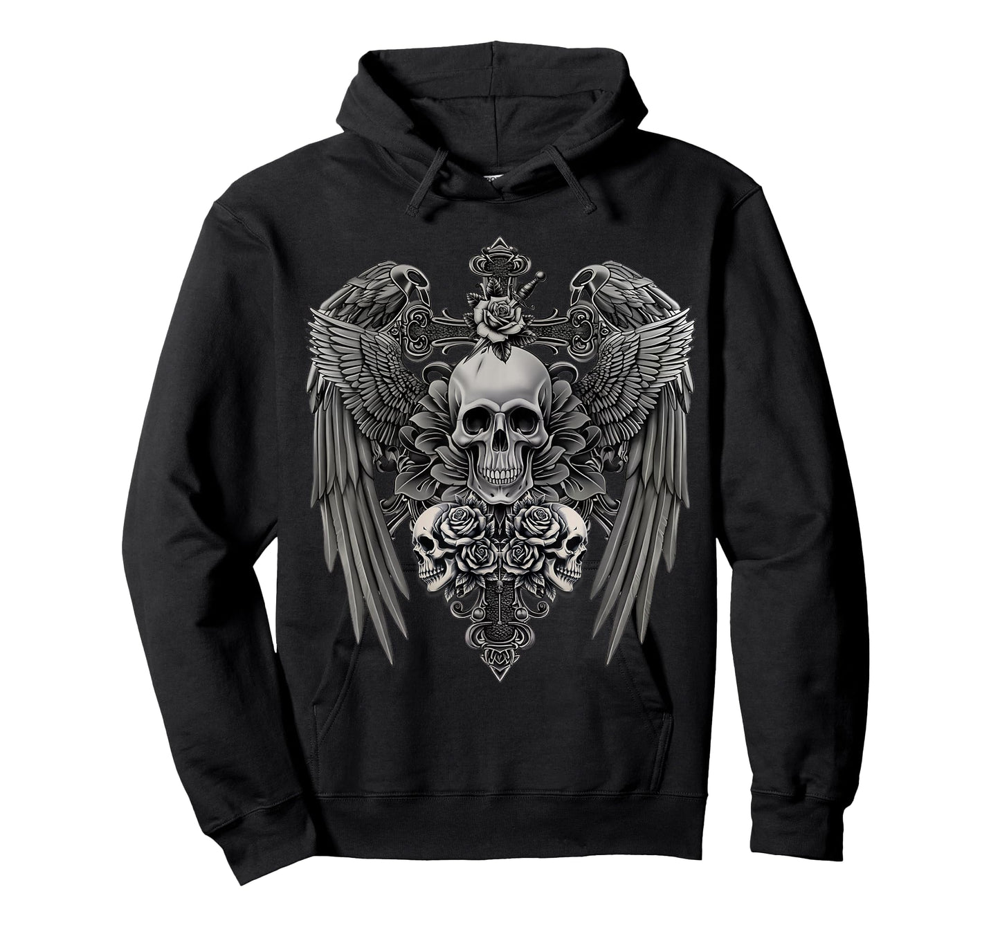 Funny Y2K Grunge Aesthetic Wings Alt Goth Skull Cross Gothic T-Shirt