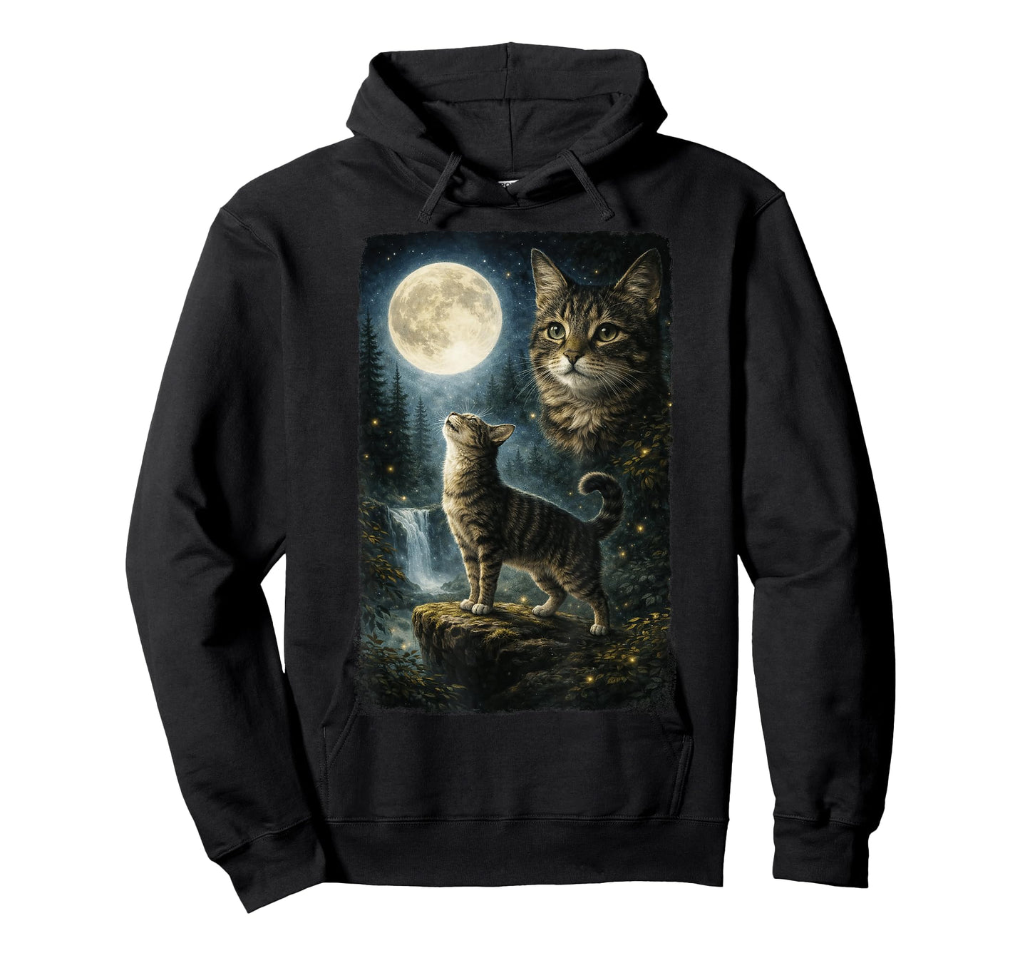 Funny Cat Art Design Cat Howling at The Moon T-Shirt