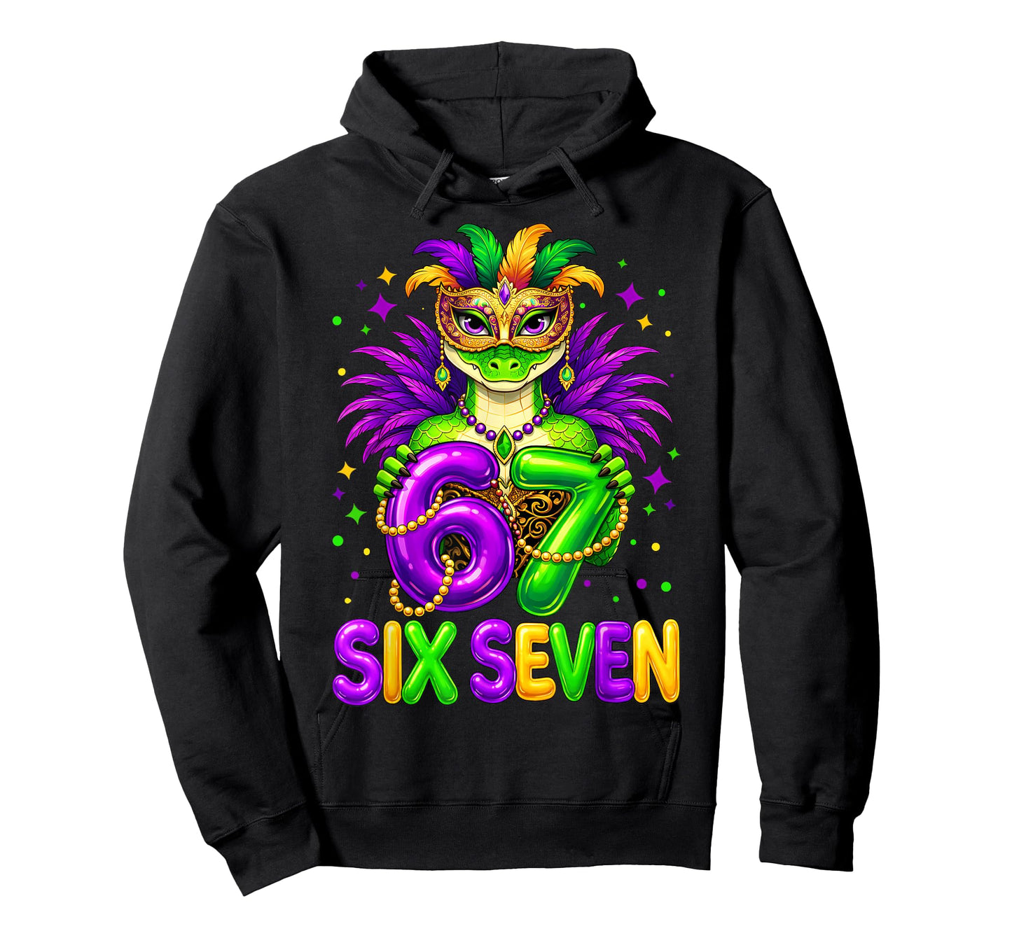 67 Mardi Gras Alligator 6 7 Beads Mask Six Seven Meme Women T-Shirt