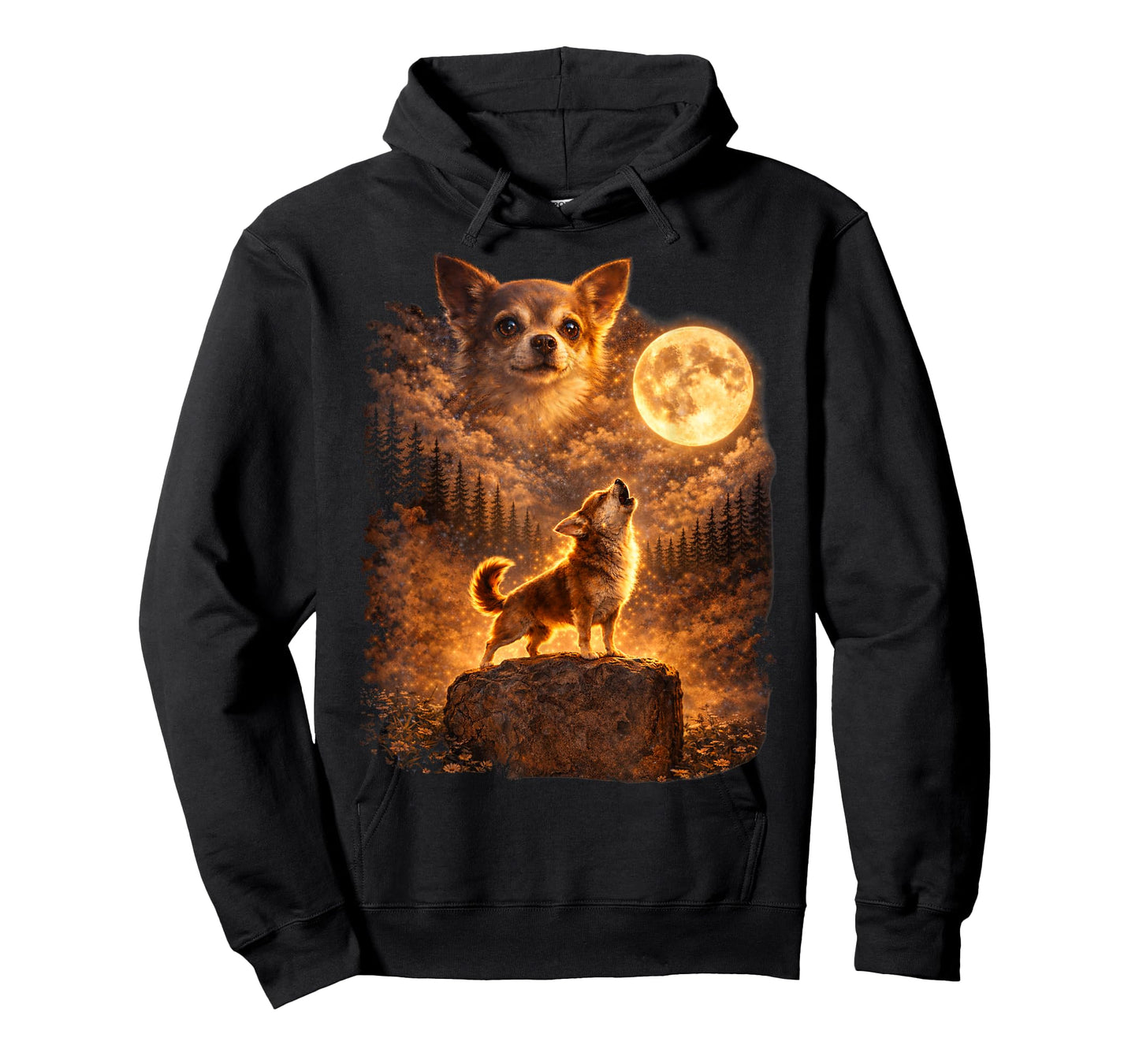 Chihuahua Howling to The Moon Funny Vintage Chihuahua Dog T-Shirt