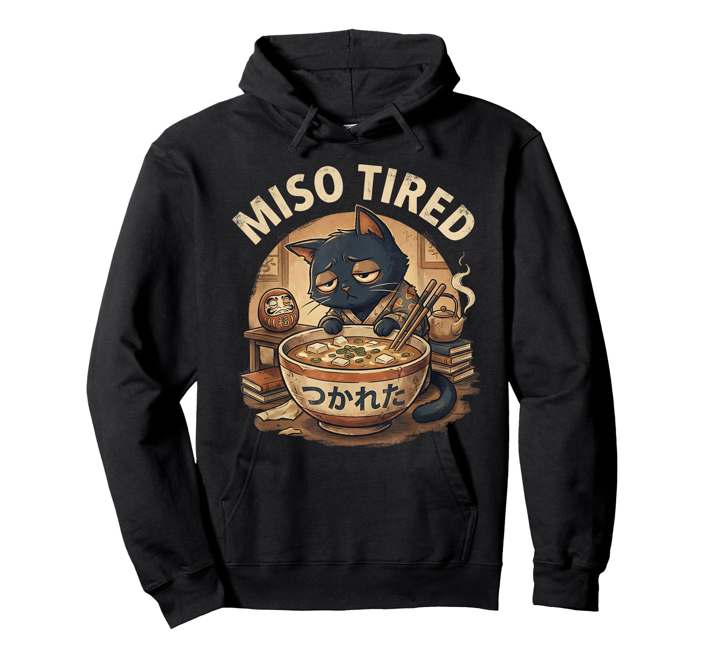 Miso Tired Funny Cat Japanese Pun Ramen T-Shirt