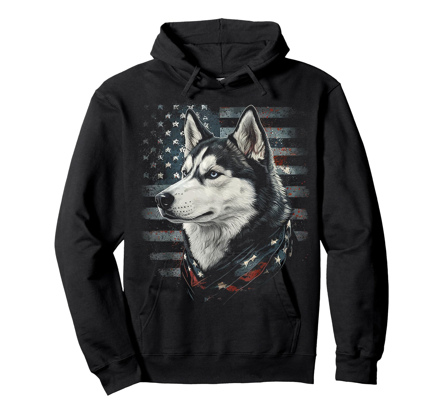 Siberian Husky Dog American Flag Patriotic Vintage USA T-Shirt