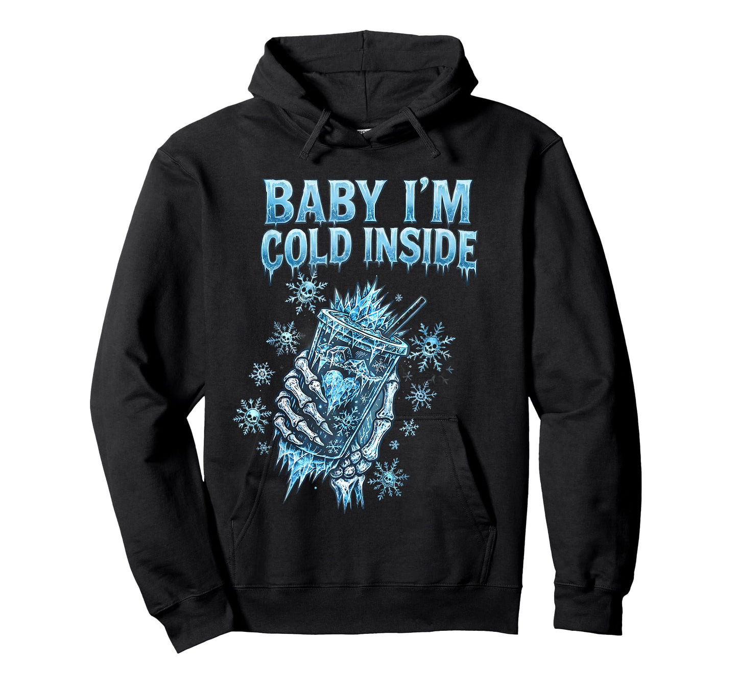 Baby I'm Cold Inside Iced Coffee Heart Skeleton Christmas T-Shirt